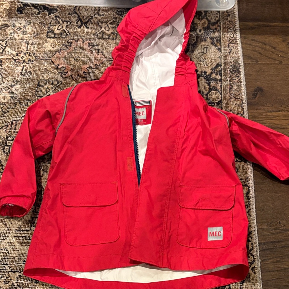 MEC Kids Bright Red Hooded Raincoat 18M